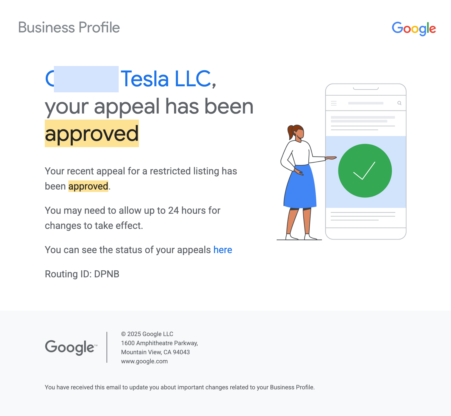 Suspended Tesla Dealership GBP Reinstated